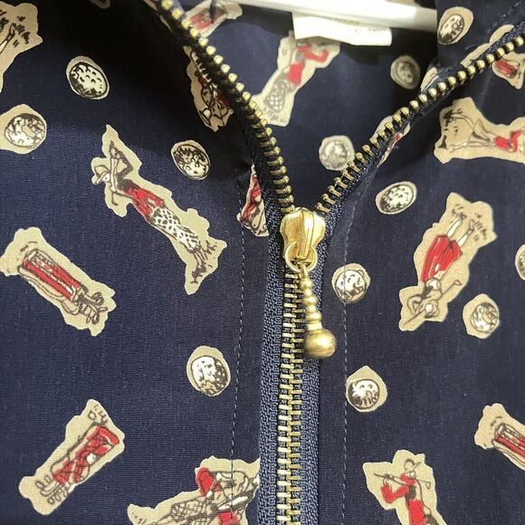Holly Lane Bomber Jacket Womens Small Blue With Golf Print AOP Preppy - Picture 5 of 5